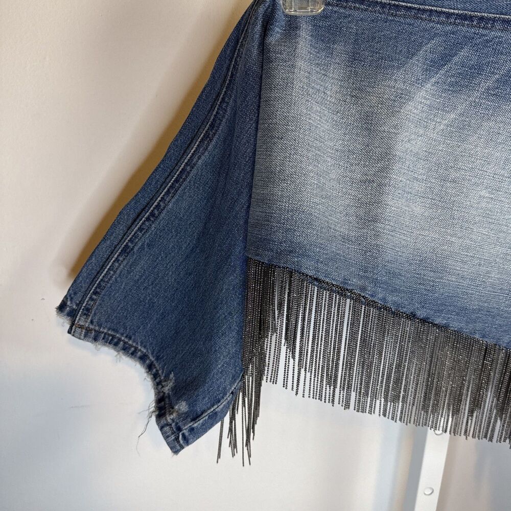 Blue Revival Jeans 31 Punk Goth Chain Distressed Grunge Street Wear Festival - Picture 9 of 11